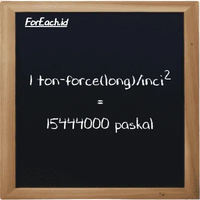 1 ton-force(long)/inci<sup>2</sup> setara dengan 15444000 paskal (1 LT f/in<sup>2</sup> setara dengan 15444000 Pa)